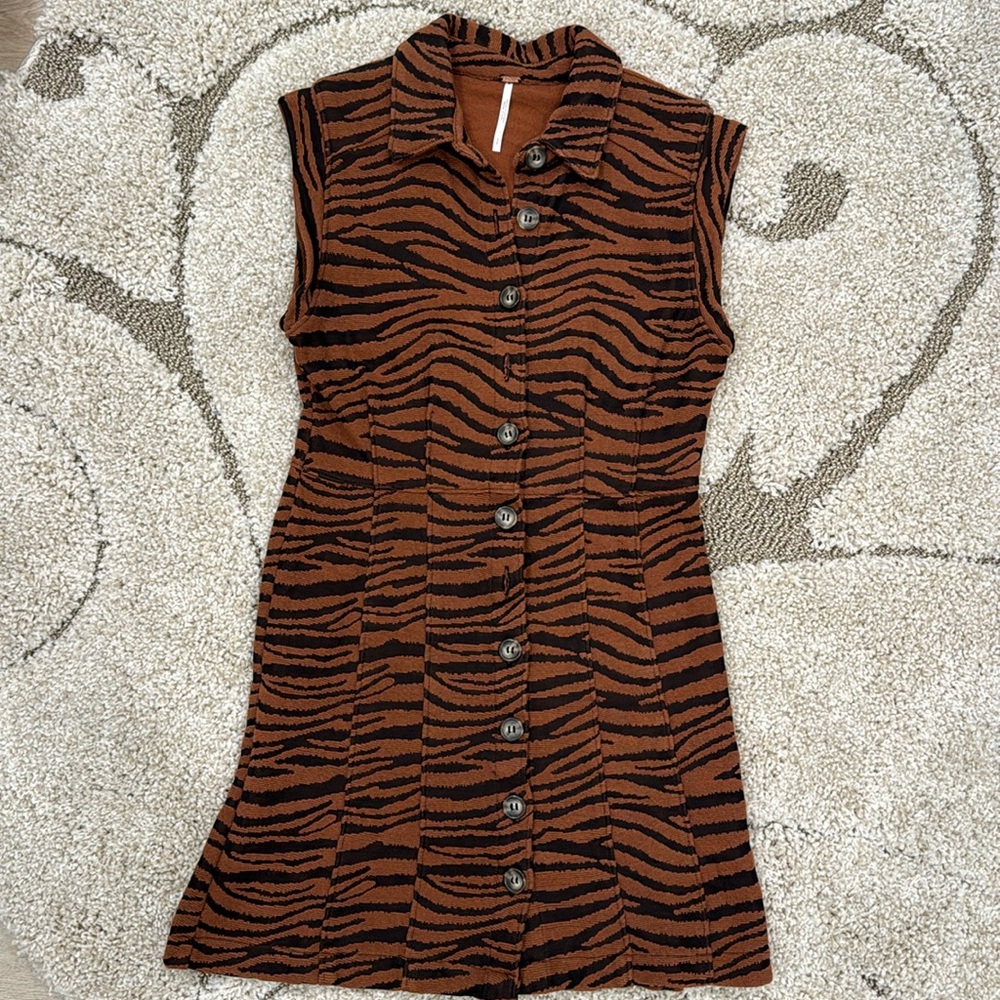 Free people black & brown zebra dress